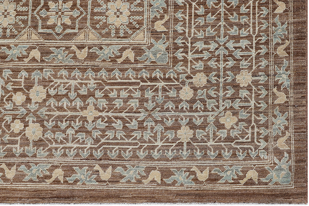 9'x12' Wool Rug | Ariana Mamluk Design | Brown Pastel Ivory Rug