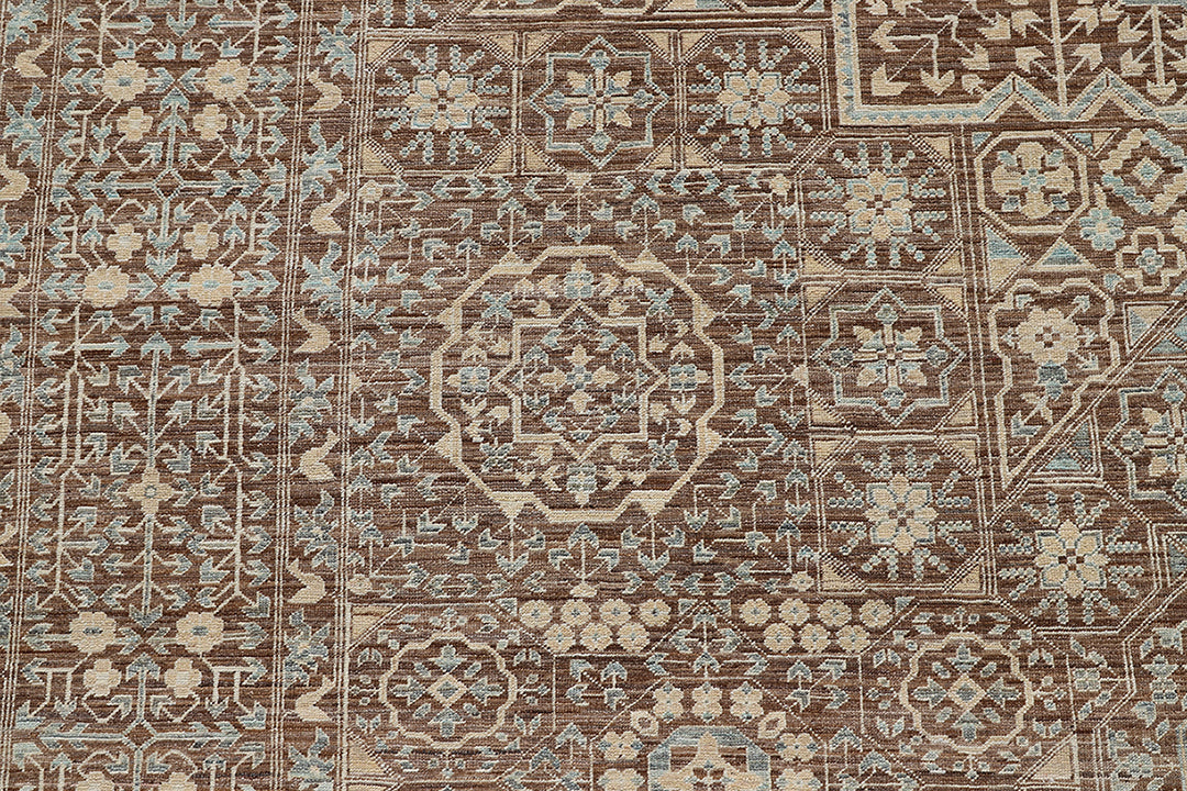 9'x12' Wool Rug | Ariana Mamluk Design | Brown Pastel Ivory Rug