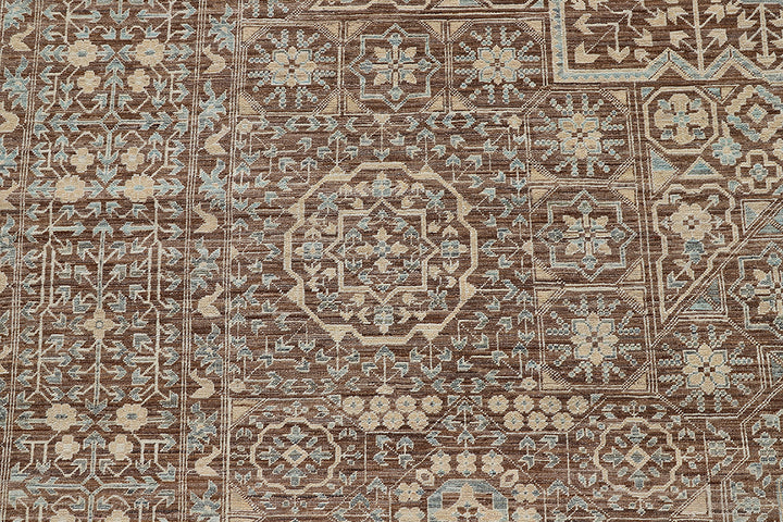 9'x12' Wool Rug | Ariana Mamluk Design | Brown Pastel Ivory Rug