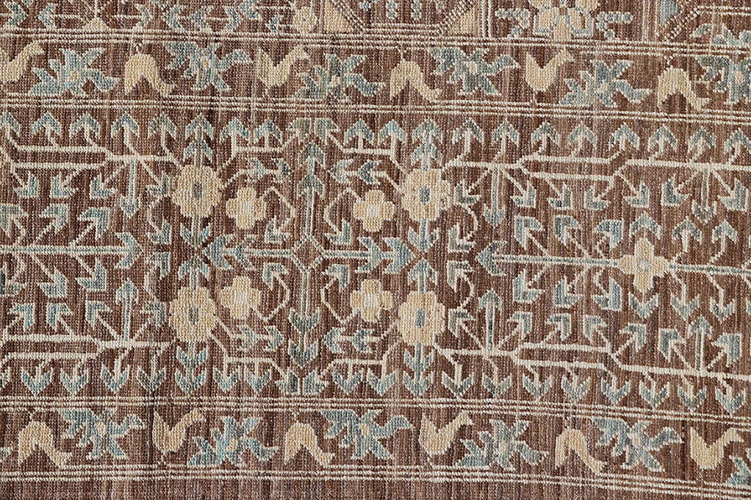 9'x12' Wool Rug | Ariana Mamluk Design | Brown Pastel Ivory Rug