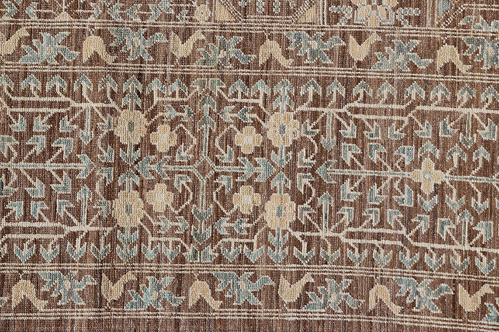 9'x12' Wool Rug | Ariana Mamluk Design | Brown Pastel Ivory Rug