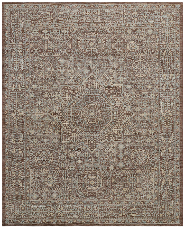 9'x12' Wool Rug | Ariana Mamluk Design | Brown Pastel Ivory Rug