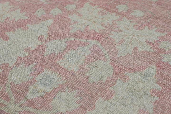4'x10' Ariana Transitional Pink and Cream Hand Knotted Wool Runner