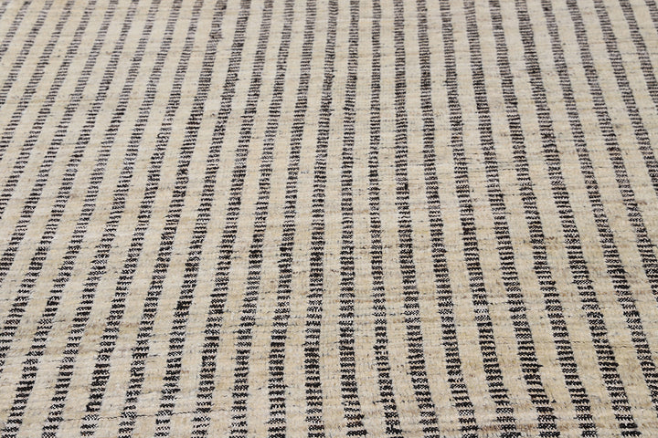 13'x15' Grey and Cream Ariana Moroccan Striped Barchi Rug