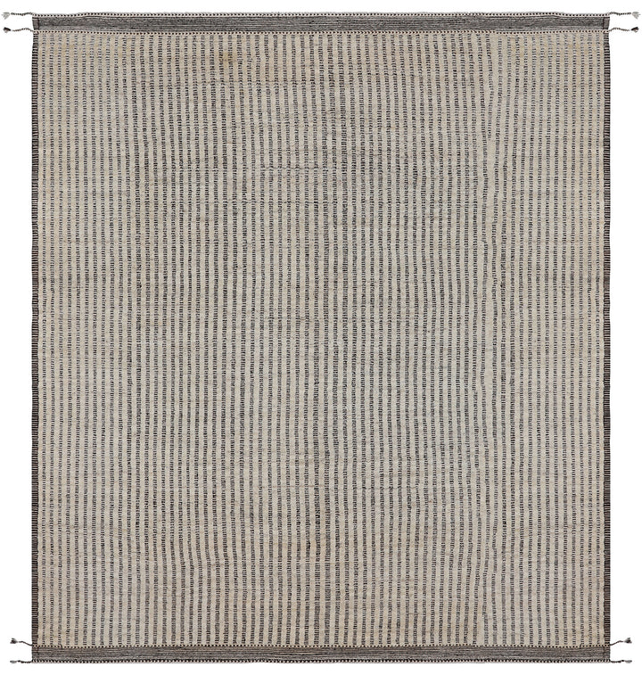 13'x15' Grey and Cream Ariana Moroccan Striped Barchi Rug