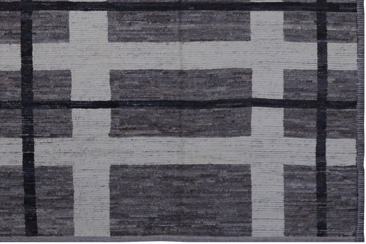 10'x11' Ariana Moroccan Geometric Plaid Grey Ivory Black Barchi Rug