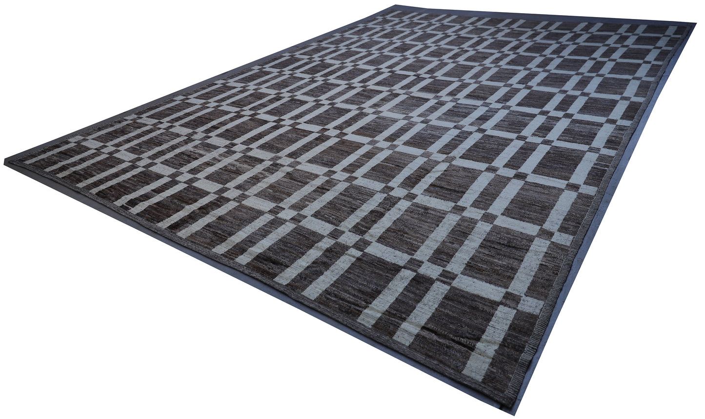 14'x20' Large Ariana Moroccan Geometric Brown and Ivory Barchi Rug