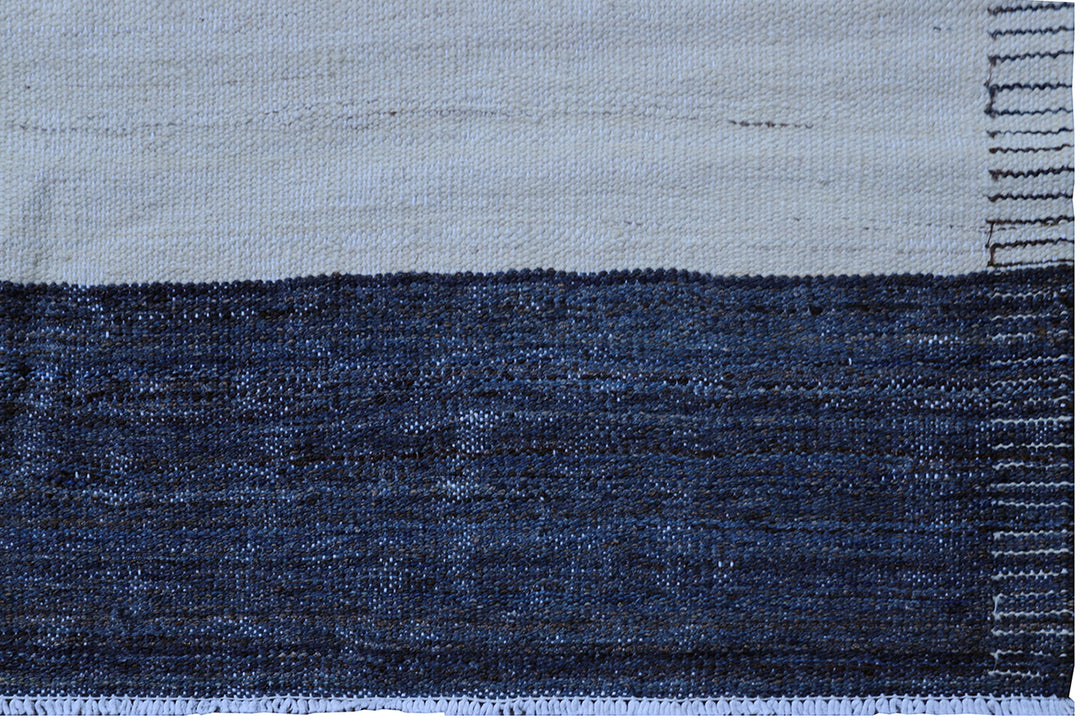 12'x17' Large Stripe Navy White Ariana Kilim Collection