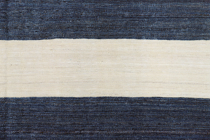 12'x17' Large Stripe Navy White Ariana Kilim Collection