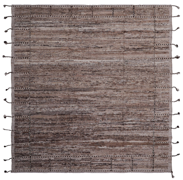 10'x11' Ariana Moroccan Style Brown Solid Wool Barchi Rug