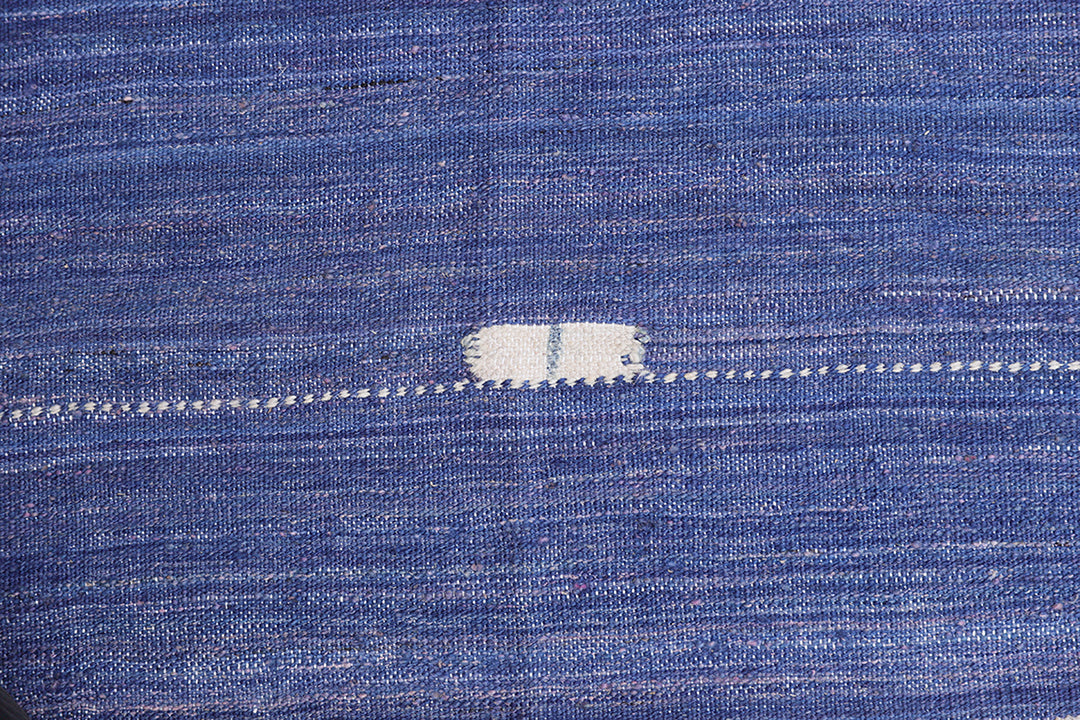8'x10' Ariana Navy Blue and Ivory Handmade Flat Weave Kilim Rug