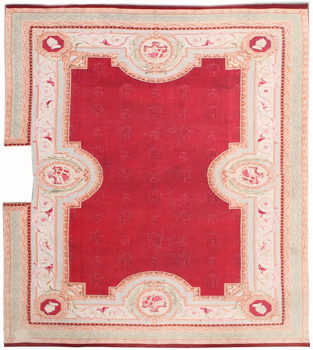 Antique French Aubusson | Large Red Aubusson Rug