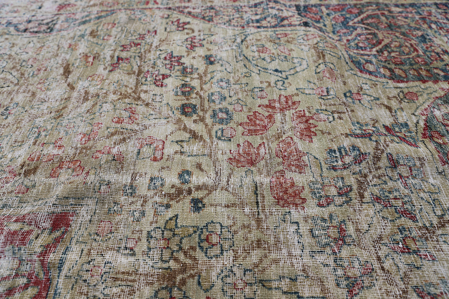 11'x16' Vintage Worn-out Persian Kirman Rug