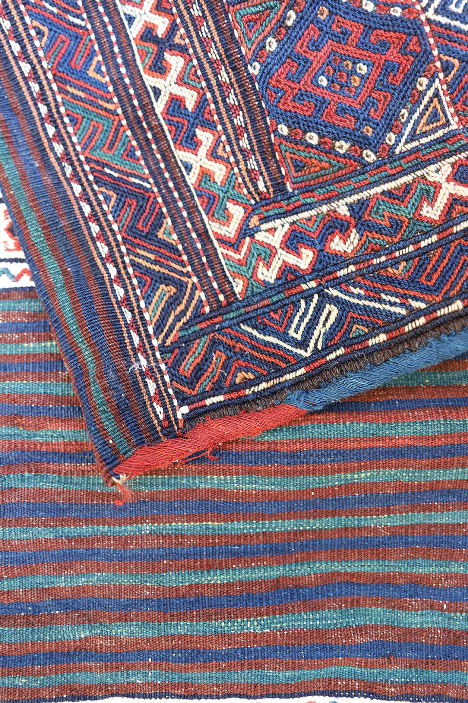 Vintage Wool Kilim | Soumak Weave | Tribal Area Rug