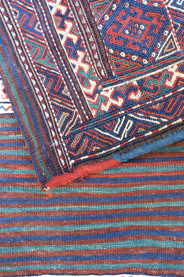 Vintage Wool Kilim | Soumak Weave | Tribal Area Rug