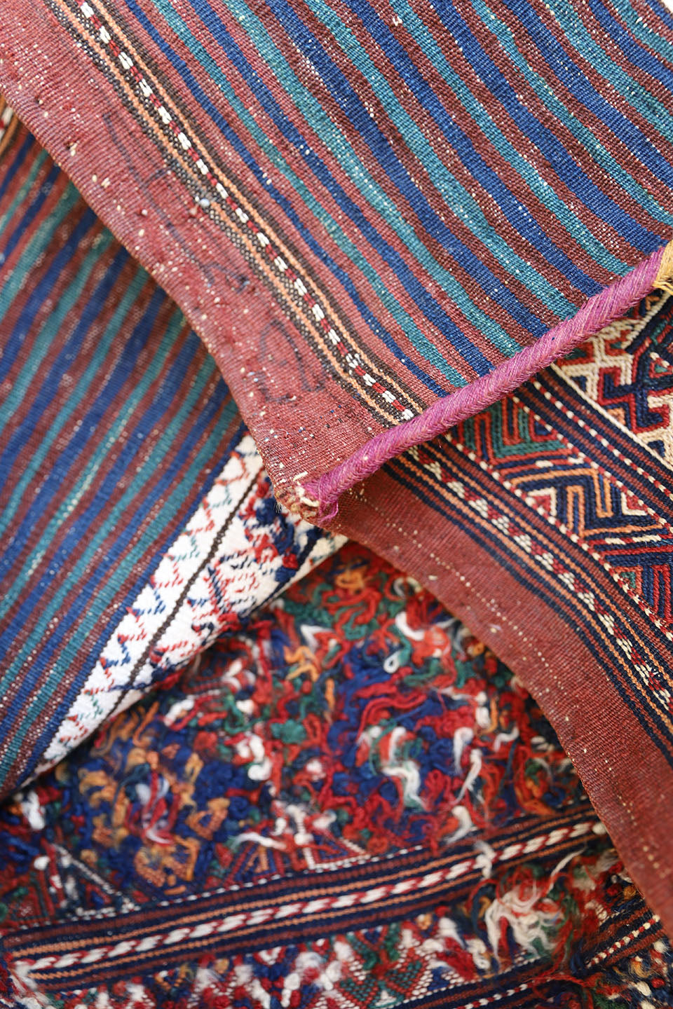 Vintage Wool Kilim | Soumak Weave | Tribal Area Rug