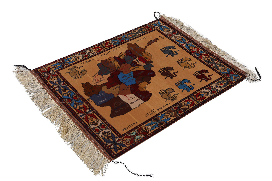 Wool Tapestry | Hand-knotted Afghanistan Map Rug