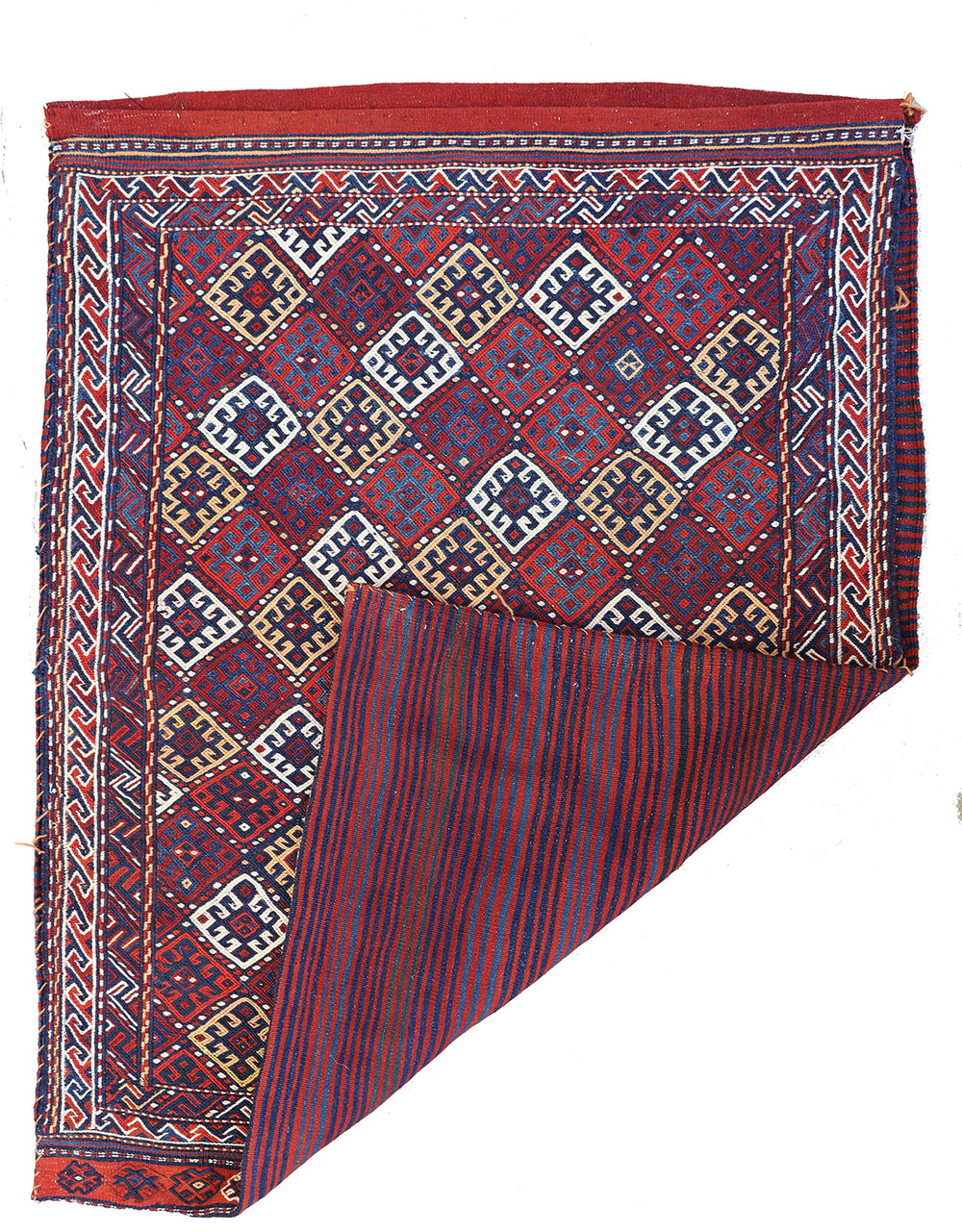 Vintage Persian Kurdish Soumak Weave Storage Bag Rug