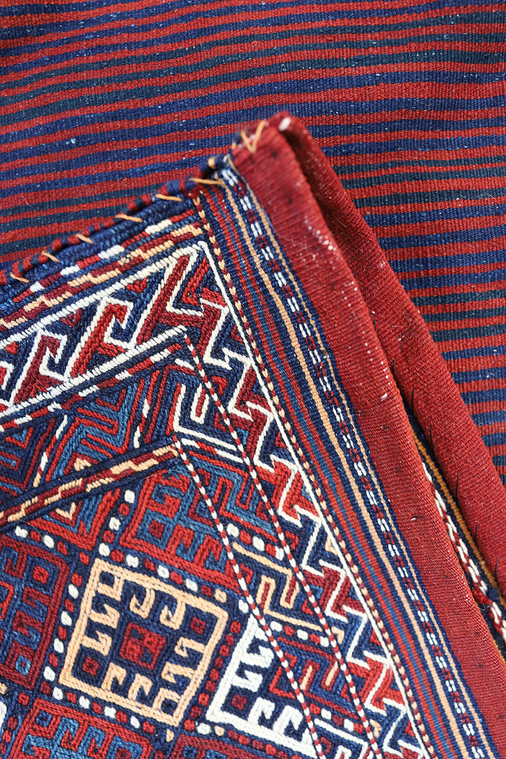 2'x4' Vintage Persian Kurdish Soumak Weave Storage Bag Rug