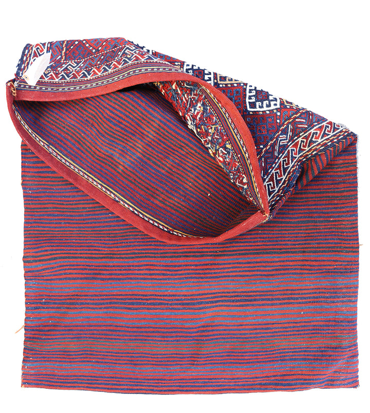 Vintage Persian Kurdish Soumak Weave Storage Bag Rug