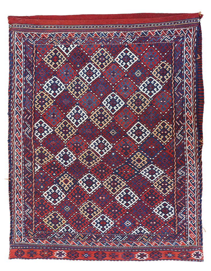 Vintage Persian Kurdish Soumak Weave Storage Bag Rug