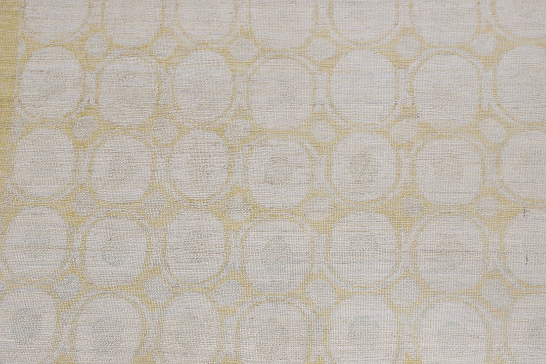 3' x 10' Contemporary Hand-Knotted Runner Rug | Ariana Collection | Yellow & Ivory