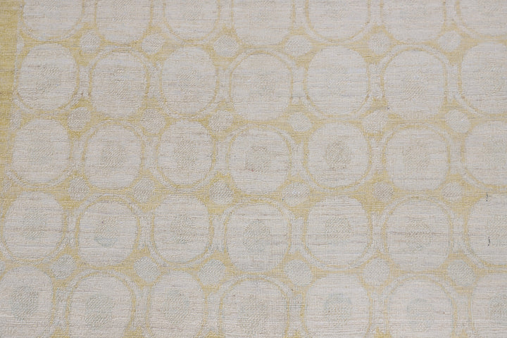 3' x 10' Contemporary Hand-Knotted Runner Rug | Ariana Collection | Yellow & Ivory