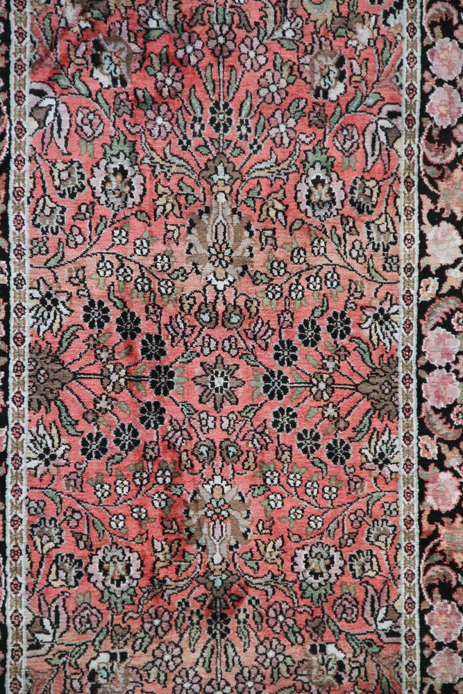 3' x 10' Persian Design Kashmir Art Runner Rug | Hand-Knotted Silk