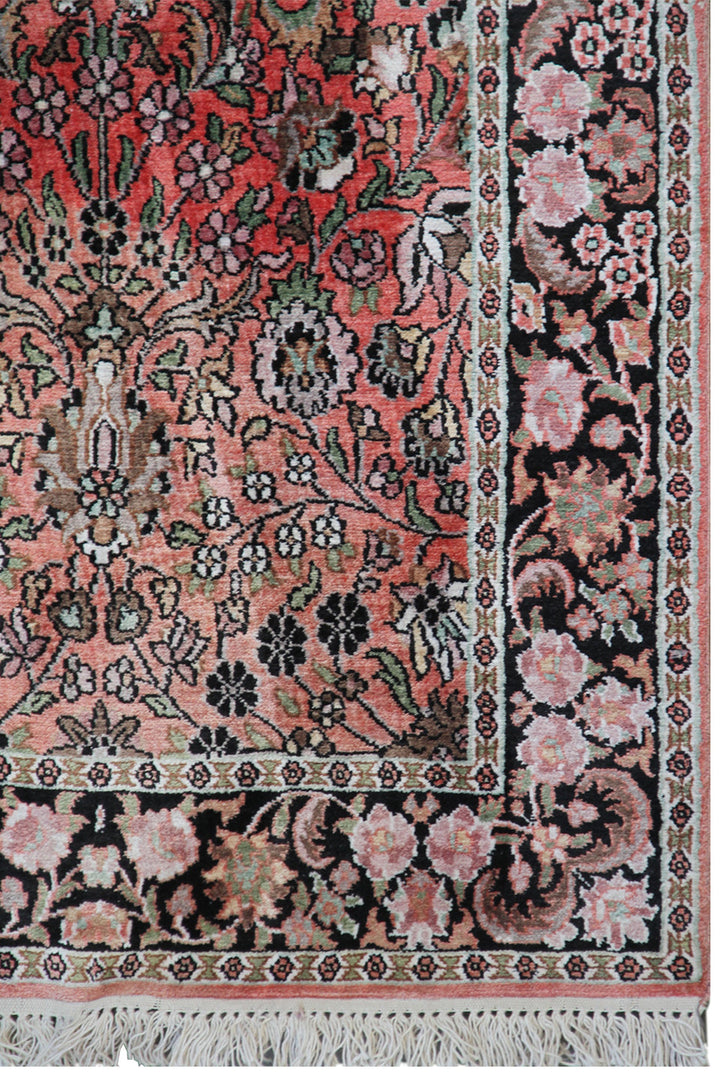 3' x 10' Persian Design Kashmir Art Runner Rug | Hand-Knotted Silk