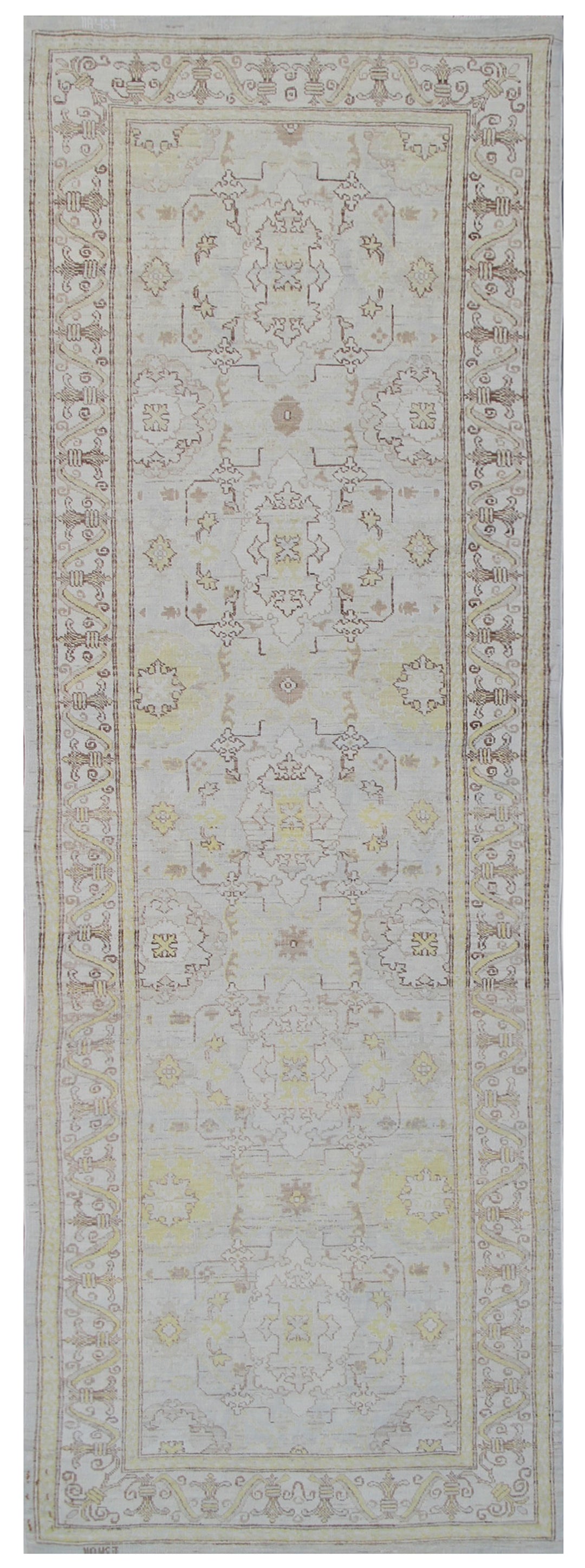 Soft Blue Brown Runner Rug | Luxury Hallway Runner