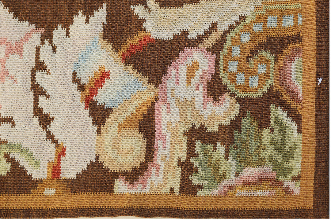 3'x13' Wool Runner Rug | Floral & Contemporary Kilim Runner Rug