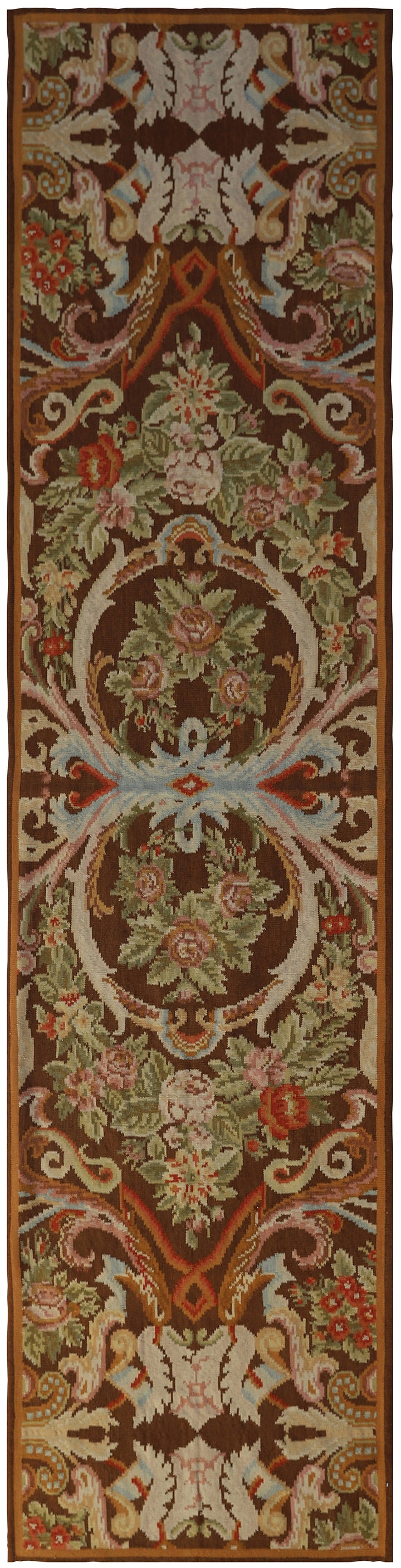 3'x13' Wool Runner Rug | Floral & Contemporary Kilim Runner Rug