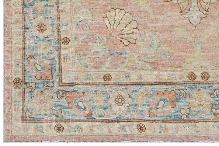 Ariana Traditional Kirman Design Runner - 3' x 15' - Salmon and Blue