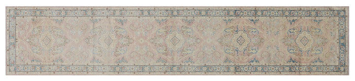 Ariana Traditional Kirman Design Runner - 3' x 15' - Salmon and Blue
