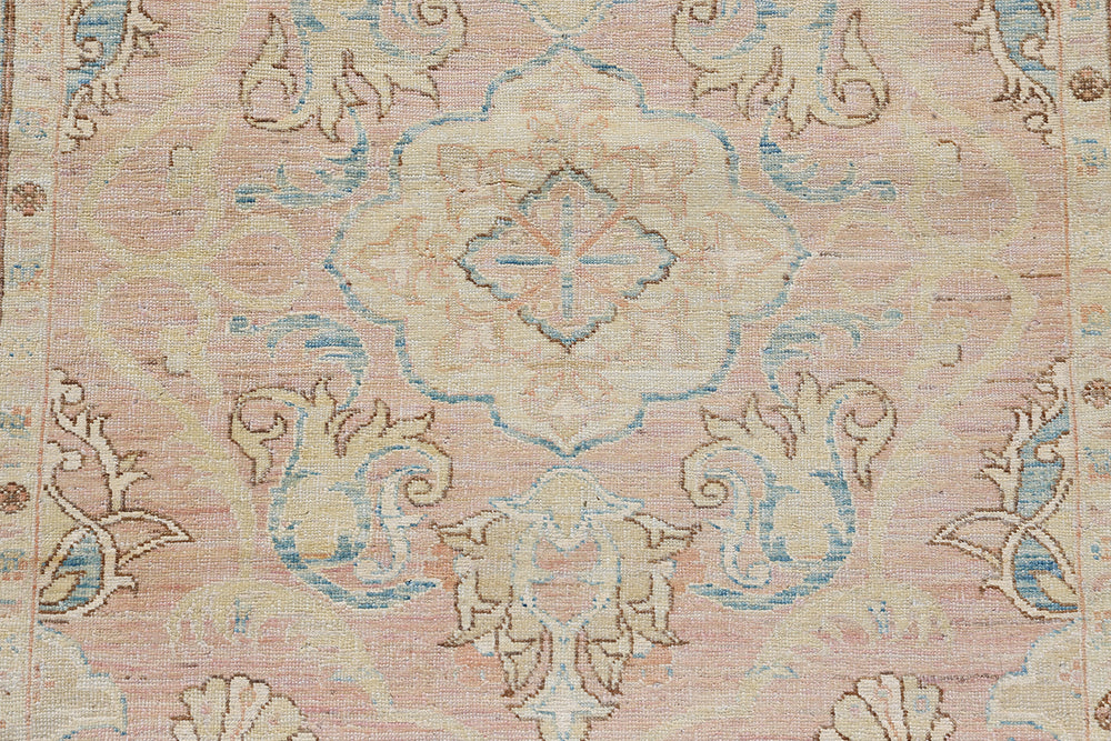 Ariana Traditional Kirman Design Runner - 3' x 15' - Salmon and Blue