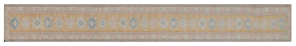 Ariana Hazara Caucasian Design Runner - 3' x 36' - Gold and Blue