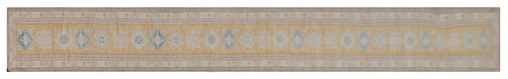 Ariana Hazara Caucasian Design Runner - 3' x 36' - Gold and Blue