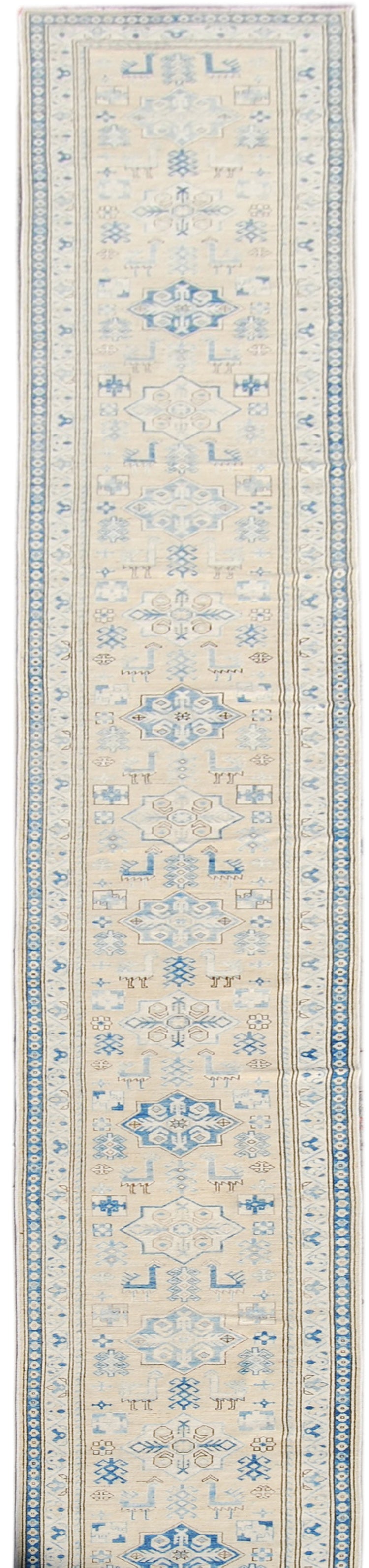 3'x37' Rare Afghan Hand-Knotted Heriz Runner | Long & Skinny Runner
