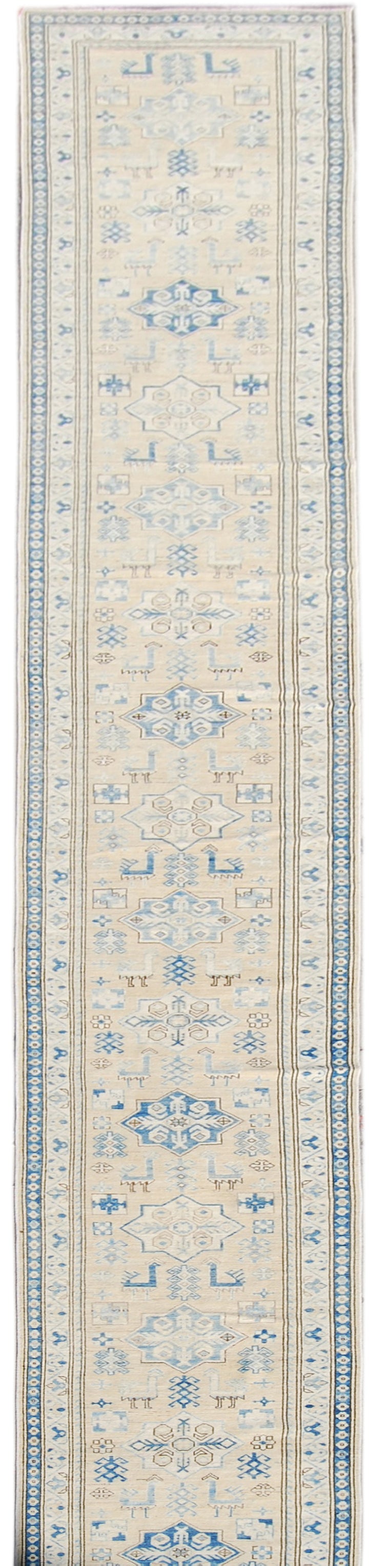 3'x37' Rare Afghan Hand-Knotted Heriz Runner | Long & Skinny Runner