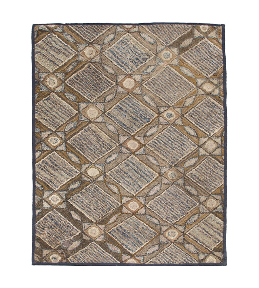 Antique American Hooked Area Rug | Geometric Area Rug