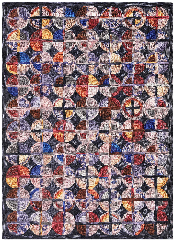 3'x5' Colorful New Hook Rug | Small Geometric Area Rug