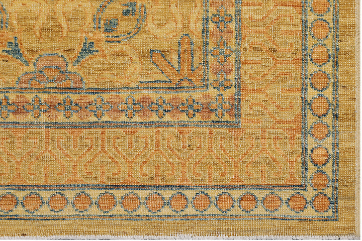 4' x 12' Ariana Traditional Wide Runner Rug | Yellow & Gold Floral