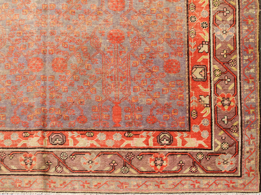 6'x12' Antique Samarkand Pomegranate Orange Pastel Cream Rug