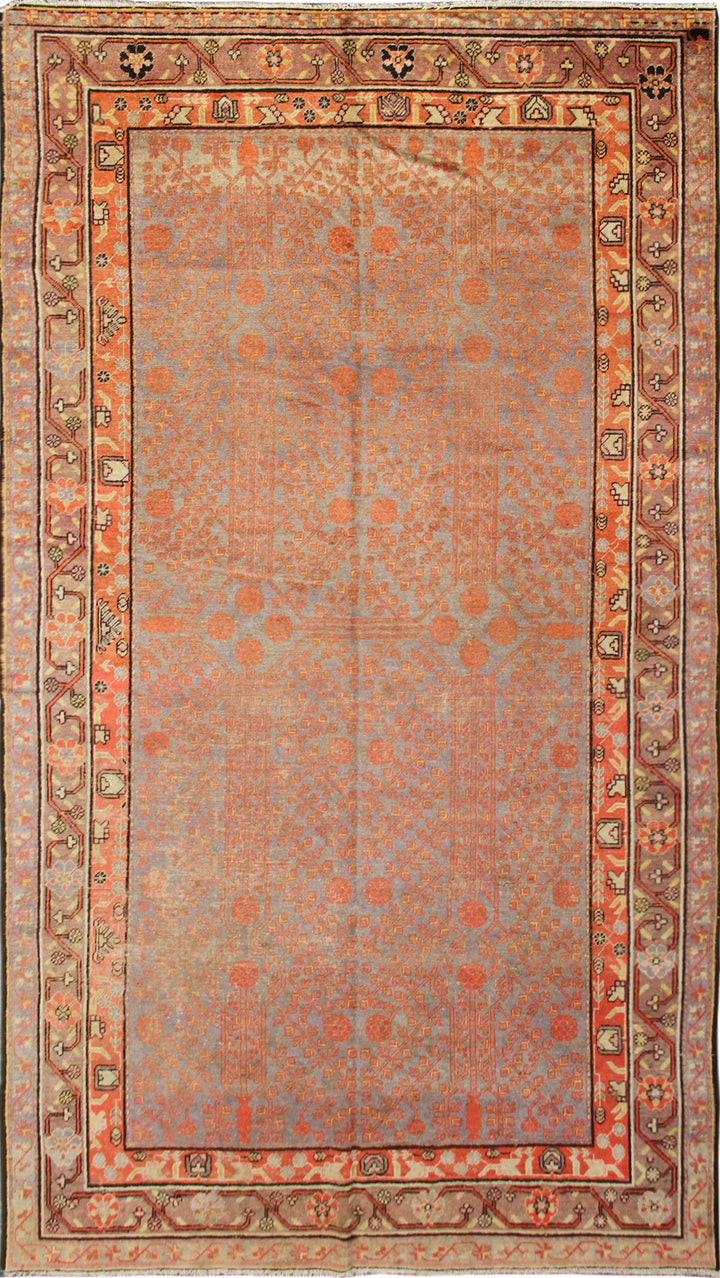 6'x12' Antique Samarkand Pomegranate Orange Pastel Cream Rug