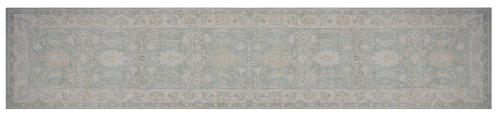 Ariana Transitional Floral Wool Runner - 4' x 18' - Pale Blue