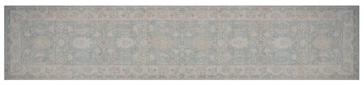Ariana Transitional Floral Wool Runner - 4' x 18' - Pale Blue