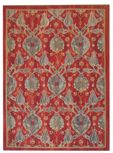 Turkish Ottoman Design Kilim | Red Wool Area Rug