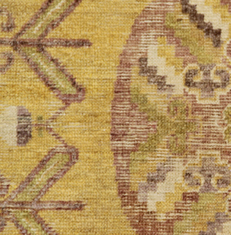 4'x8' Antique Khotan Small Rug – Medallion Design, Geometric Motifs, Rare Saffron Yellow