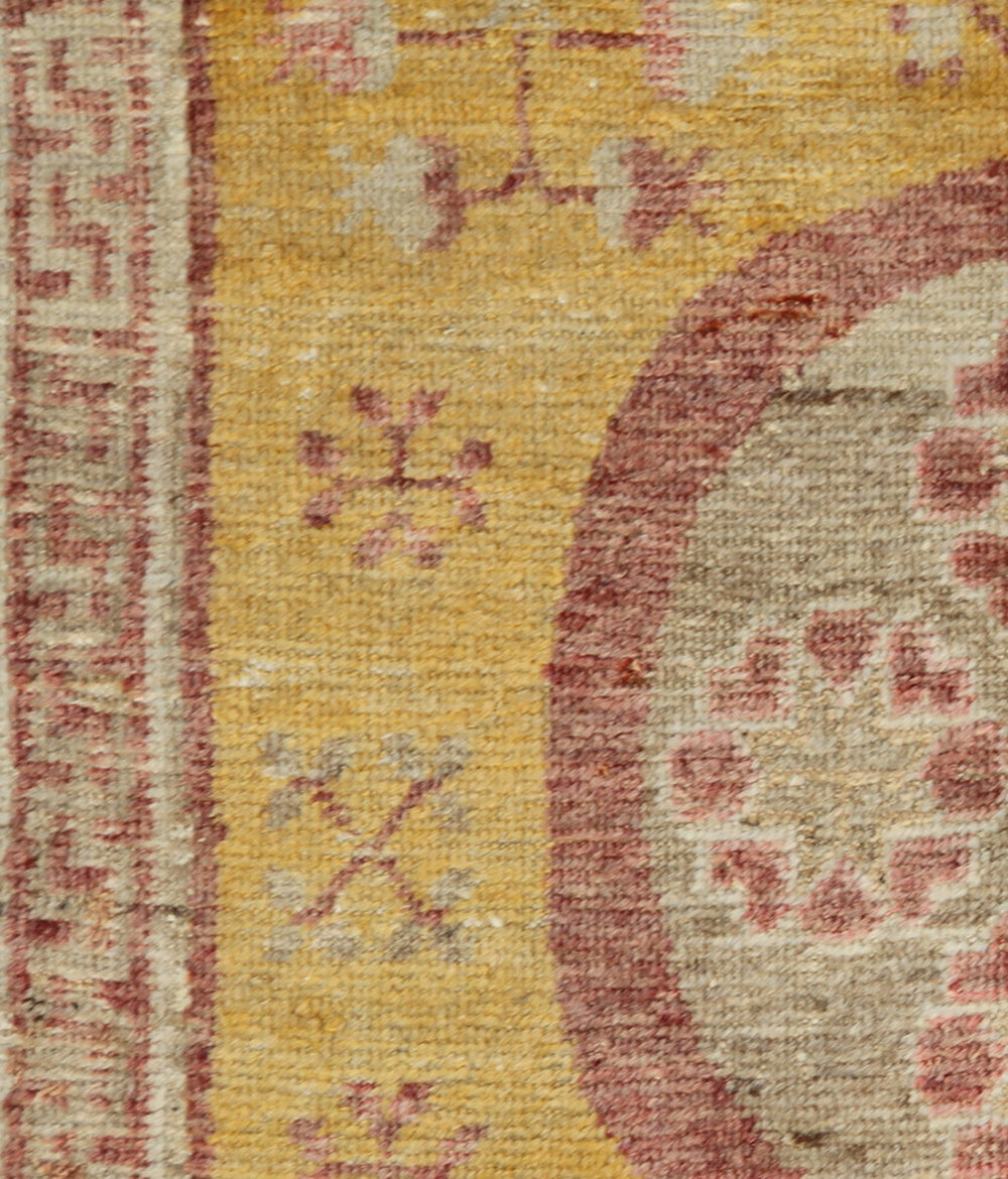 Antique Wool Rug | Vintage Yellow Samarkand Area Rug