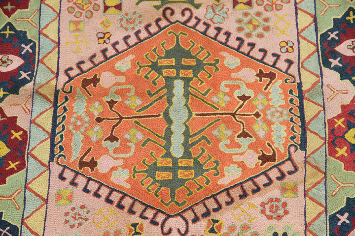 Vintage European Tetex Hooked Rug | Caucasian Design Rug